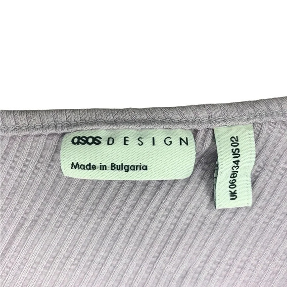 ASOS Design Off the Shoulder Lettuce Edge Top | Lilac | Size 02 - Picture 4 of 6
